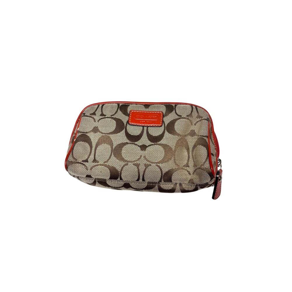 Coach Y2K Red Signature Logo Medium Zippered Cosmetic Bag